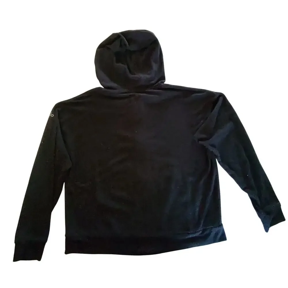Alo Yoga Women Small Black Knit Hooded Full Zipper Alolux Soho Hooded Sweatshirt